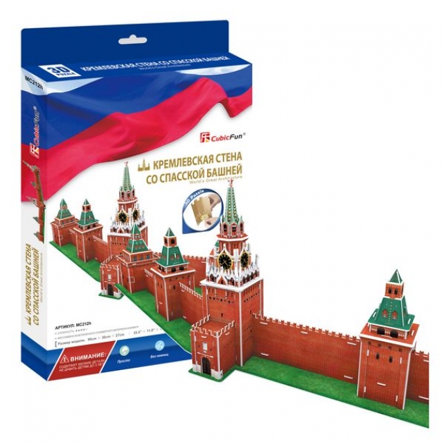 3D Пазл Cubic Fun Игрушка Кремлевская стена со Спасской башней (Россия) MC212h