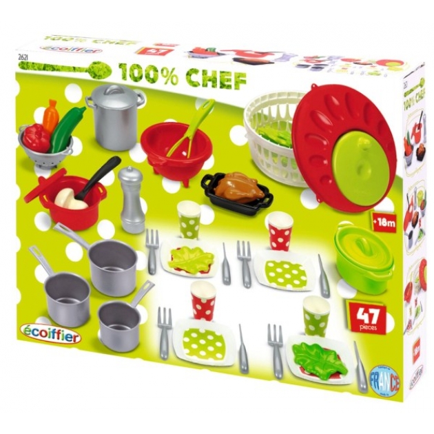 Игрушка для кухни набор посуды 100% chef