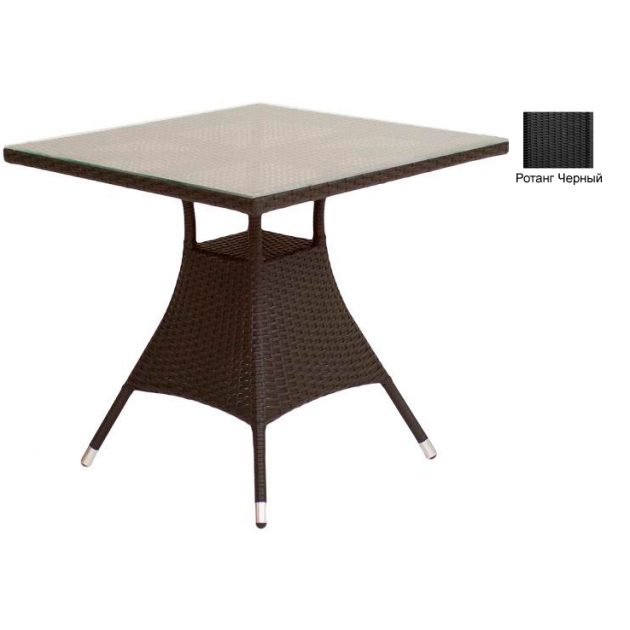 Квадратный обеденный стол со стеклом GARDA-2007 R черный
