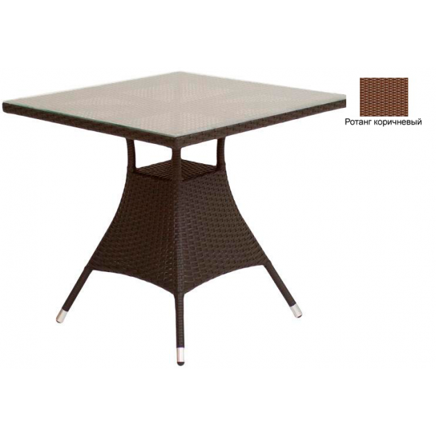 Квадратный обеденный стол со стеклом GARDA-2007 R коричневый