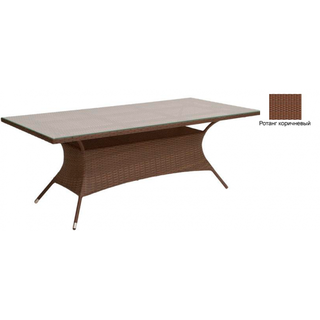 Прямоугольный обеденный стол со стеклом GARDA-2018 R коричневый