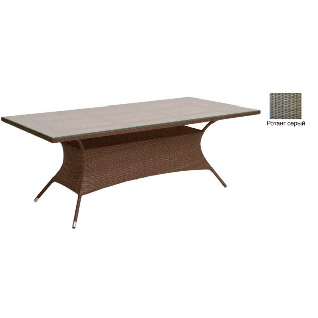 Прямоугольный обеденный стол со стеклом GARDA-2018 R серый