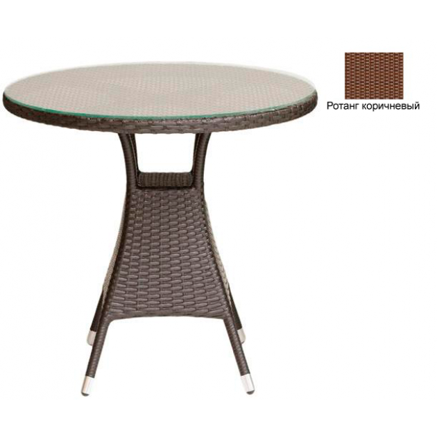 Круглый обеденный стол со стеклом GARDA-3006 R коричневый