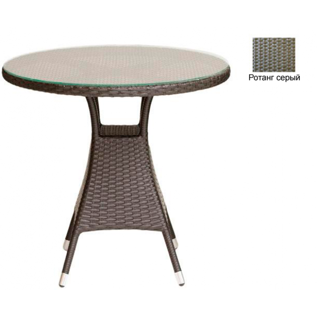 Круглый обеденный стол со стеклом GARDA-3006 R серый