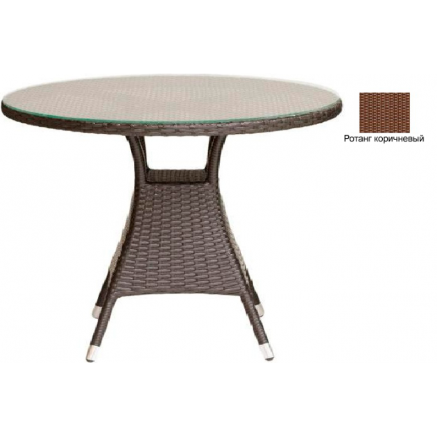 Круглый обеденный стол со стеклом GARDA-3008 R коричневый