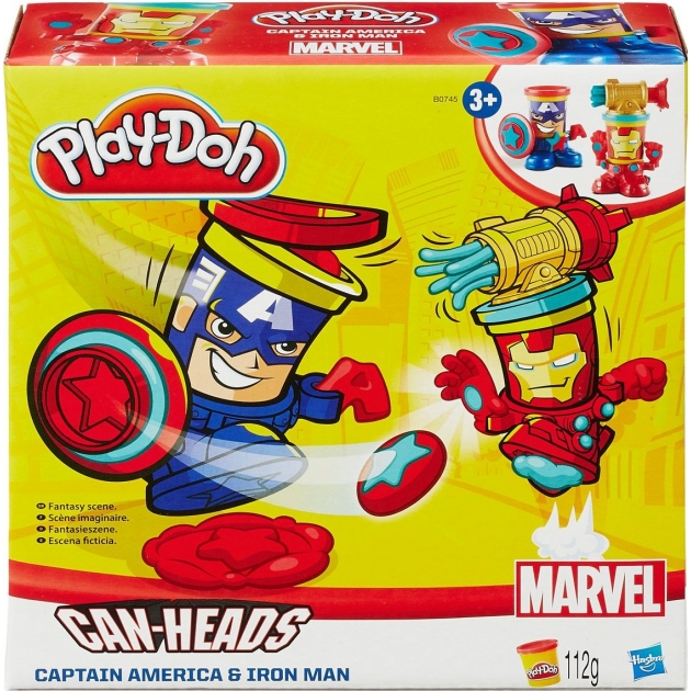 Игровой набор пластилина Hasbro Play Doh фигурки герои Марвел Железный Человек и Капитан Америка B0594