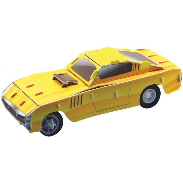 3D Пазл IQ Puzzle Желтый гоночный автомобиль инерционный