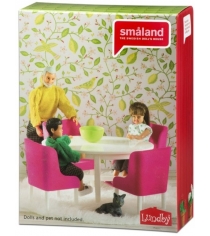 Набор кукольной мебели Lundby Смоланд Обеденная группа малиновая LB_60208000