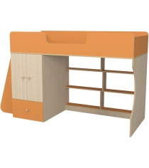 Кровать чердак Р445 Капризун 11 со шкафом оранжевый