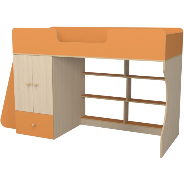 Кровать чердак Р445 Капризун 1 со шкафом оранжевый