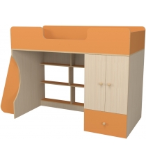Кровать чердак Капризун 10 Р446 со шкафом оранжевый