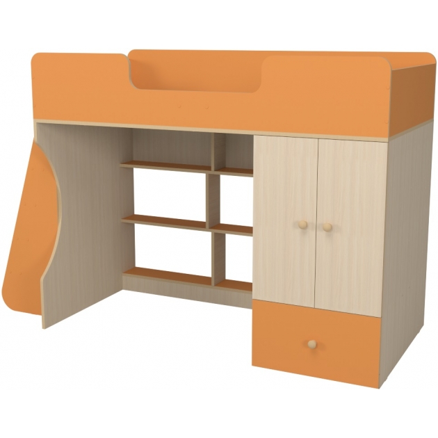 Кровать чердак Капризун 2 со шкафом оранжевый
