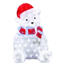 Акриловая фигура Медвежонок в красном колпаке 56 см, 200 светодиодов, понижающий трансформатор в комплекте, Neon Night 513-240