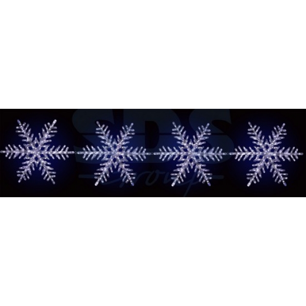 Акриловая фигура на каракасе 4 снежинки Ø 80 см, 458 светодиодов, понижающий трансформатор в комплекте, Neon Night 513-261