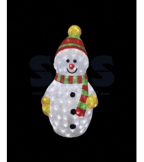 Акриловая фигура Снеговик с шарфом 60 см, 200 светодиодов, понижающий трансформа...