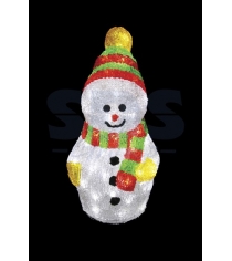 Акриловая фигура Снеговик с шарфом 30 см, 40 светодиодов, понижающий трансформат...