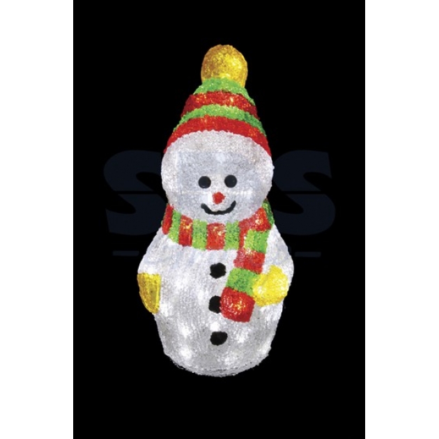 Акриловая фигура Снеговик с шарфом 30 см, 40 светодиодов, понижающий трансформатор в комплекте, Neon Night 513-275