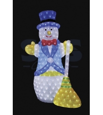 Акриловая фигура Снеговик с метлой 100 см, 470 светодиодов, понижающий трансформатор в комплекте, Neon Night 513-276