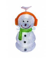 Акриловая фигура Снеговик в наушниках 27х27х60 см,16 светодиодов, понижающий трансформатор в комплекте, Neon Night 513-331