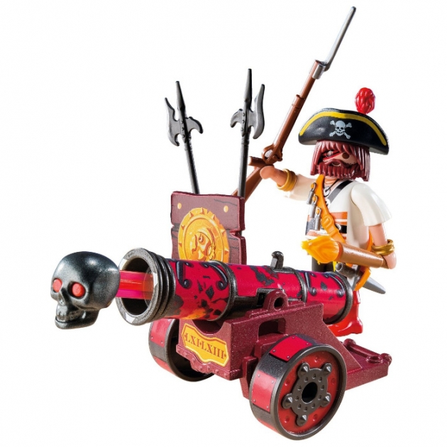Пираты Playmobil Красная интерактивная пушка с пиратом 6163pm