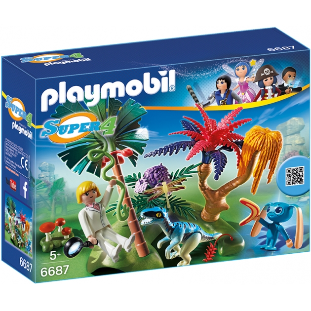Супер4 Playmobil затерянный остров с Алиен и Хищником 6687pm