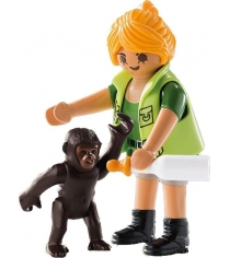 Игровой набор Playmobil Смотритель зоопарка с детенышем гориллы 9074pm