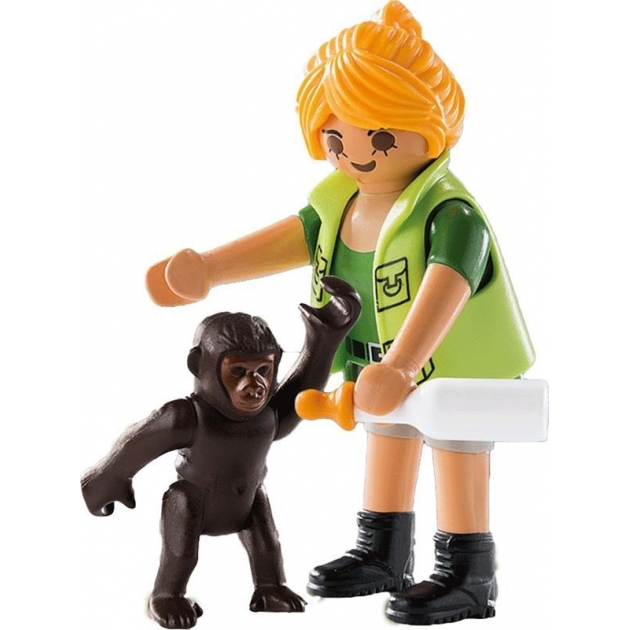 Игровой набор Playmobil Смотритель зоопарка с детенышем гориллы 9074pm