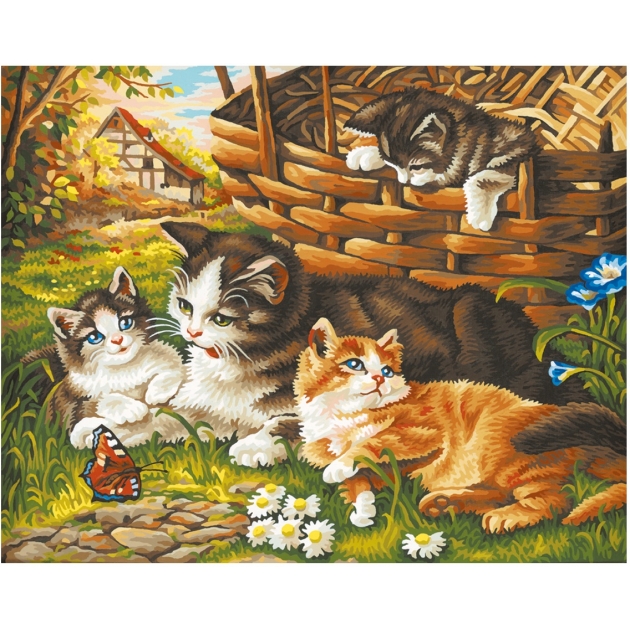 Раскраска по номерам Schipper Семейство кошачьих 9130361