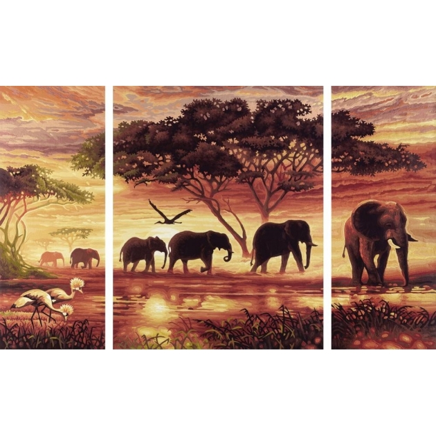 Раскраска по номерам Schipper Триптих Африканские слоны 9260455