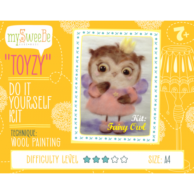 Набор для картин шерстью Toyzy Сова-фея TZ-P025