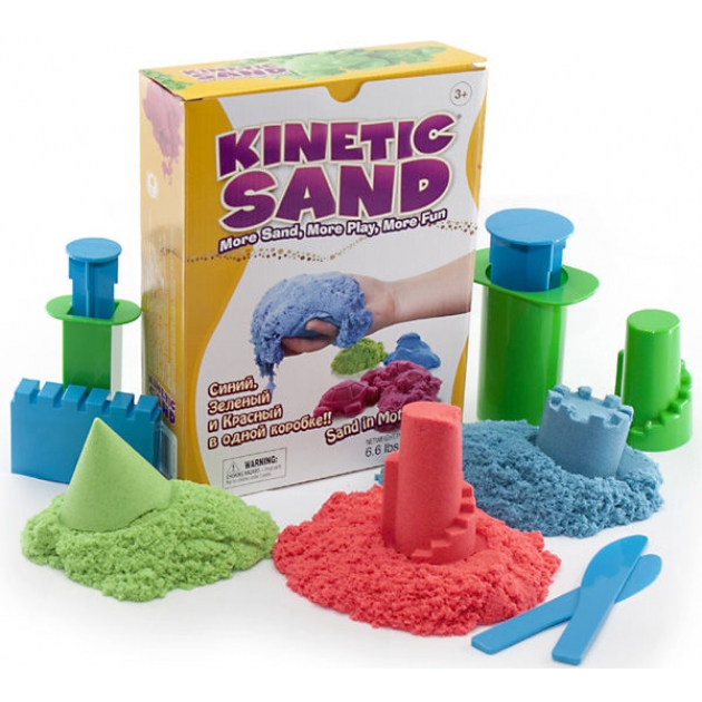 Кинетический песок Waba Fun Kinetic Sand 3 цвета синий зеленый красный по 1 кг 150-308