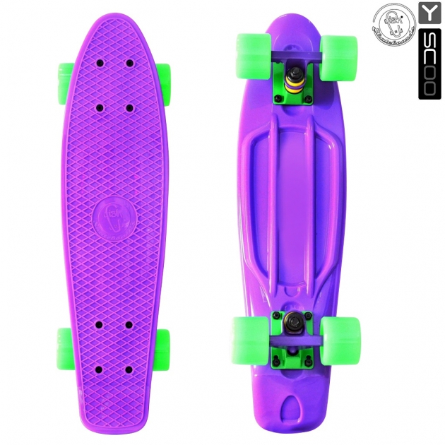 Скейтборд Y-scoo Fishskateboard purple green