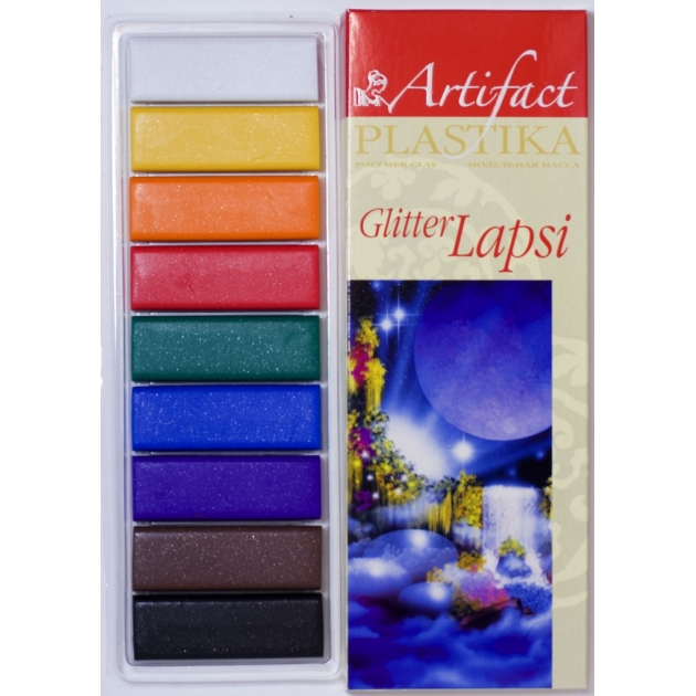 Полимерная глина Artifact lapsi glitter 9 классических цветов с блестками 7109-78