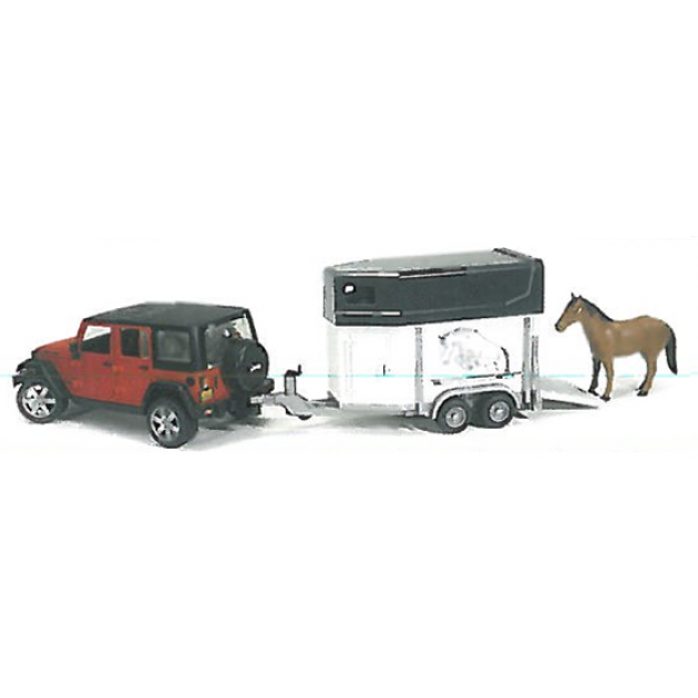 Внедорожник Jeep Wrangler Unlimited Rubicon c коневозкой и лошадью Bruder 02-926