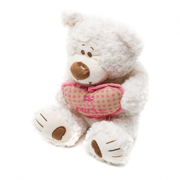 Мягкая игрушка Fluffy Family Мишка Митя с сердцем белый 28 см 681142