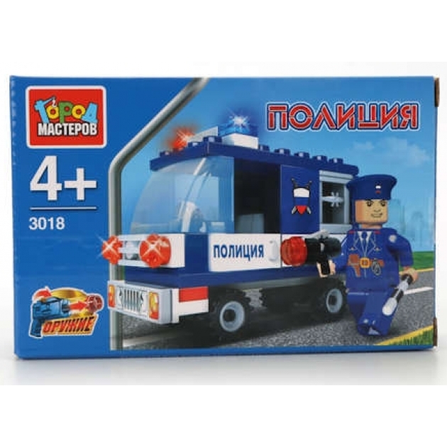 Детский конструктор Город Мастеров Полиция фургон с фигуркой AA-3018-R