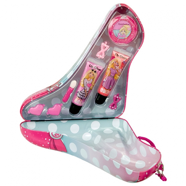 Barbie набор детской декоративной косметики в туфельке розовый Markwins 9600751