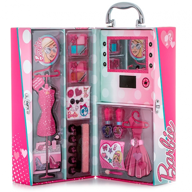 Barbie набор детской декоративной косметики в чемодане с подсветкой Markwins 9601051