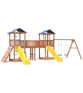 Детская площадка Спортивный городок 6 крыша тент с качелями и широким скалодромо...