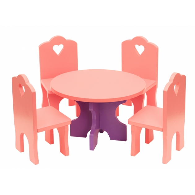 Набор кукольной мебели Краснокамская игрушка Столик с четырьмя стульчиками КМ-03