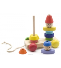 Деревянная развивающая игрушка МДИ Пирамидка каталка Мальчик и девочка Д354