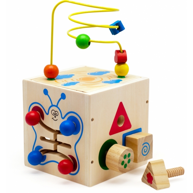 Деревянная развивающая игрушка МДИ Куб-лабиринт 5 в 1 Д375