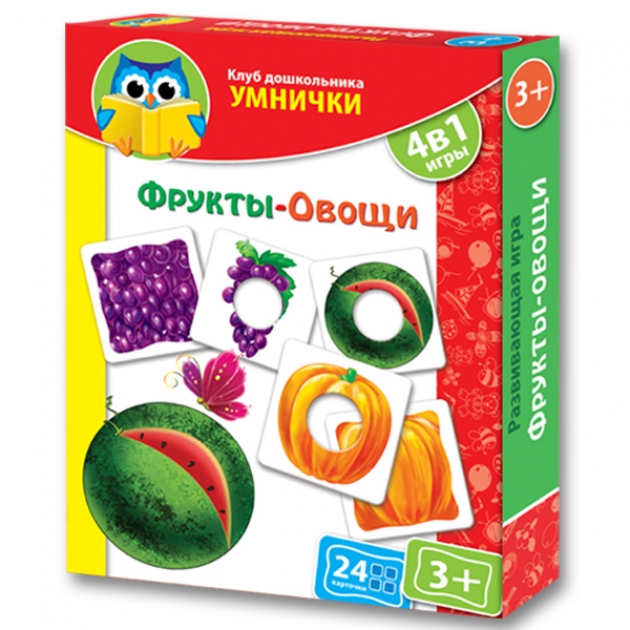 Обучающие карточки Vladi Toys кд умнички фрукты овощи артикул VT1306-06