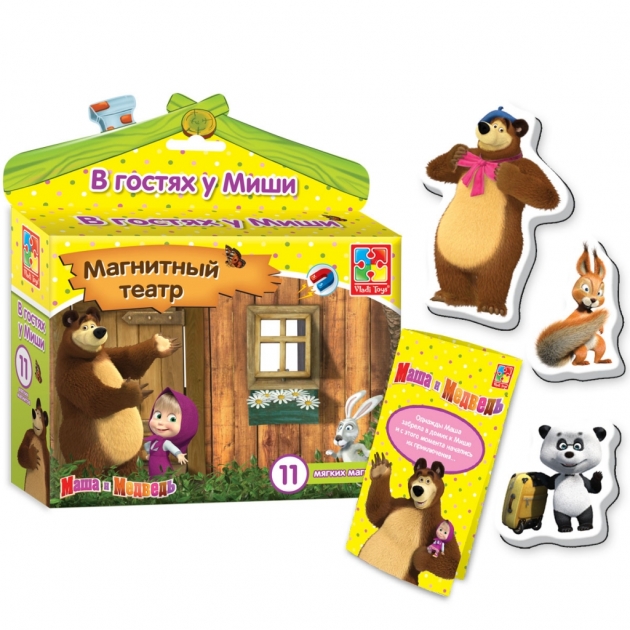 Магнитная развивающая игра Vladi Toys маша и медведь в гостях у миши артикул VT3206-21