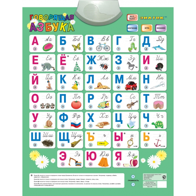 Электронный плакат Знаток Говорящая азбука PL-02-RU