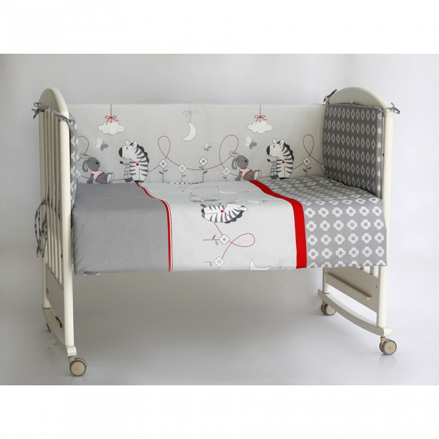 Комплект в кроватку 6 предметов Pituso Зебры 120x60