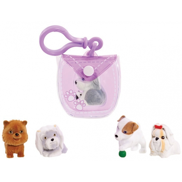 Брелок-сумочка Puppy In My Pocket с 5ю щенками фиолетовая 48180-V 