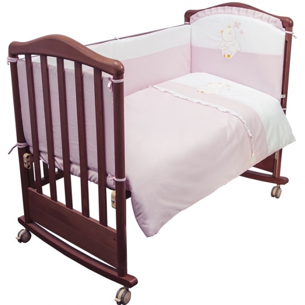 Комплект в кроватку 6 предметов Сонный гномик Пушистик 610 розовый