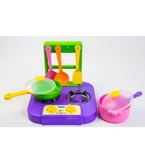 Набор игрушечной посуды с плитой ромашка 7 предметов Wader 39150