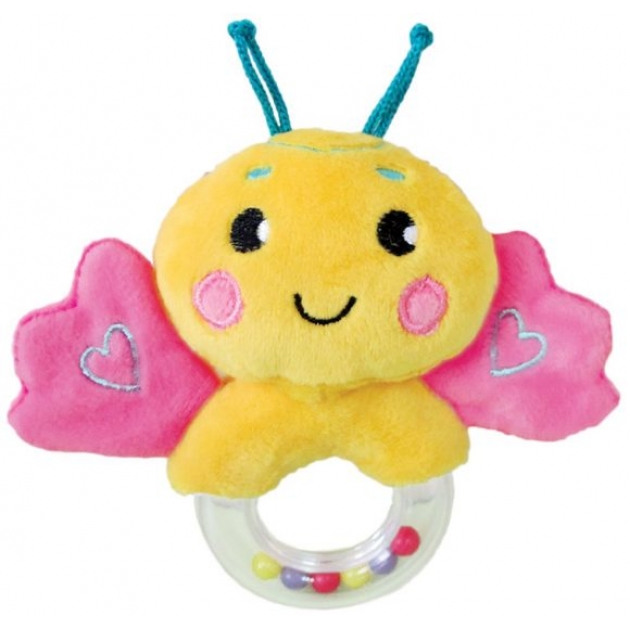 Мягкая игрушка погремушка Жирафики Бабочка розовая 939471